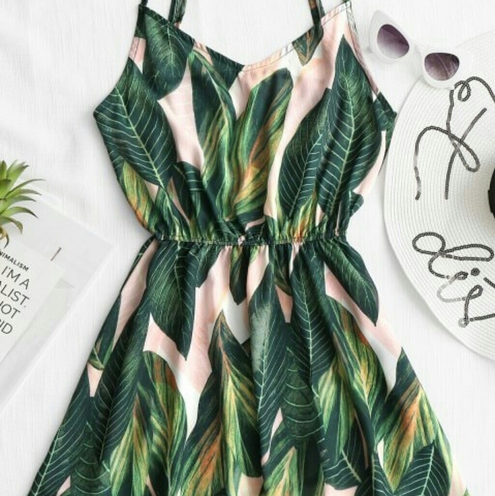 Zaful Tropical Palm Leaf Dress